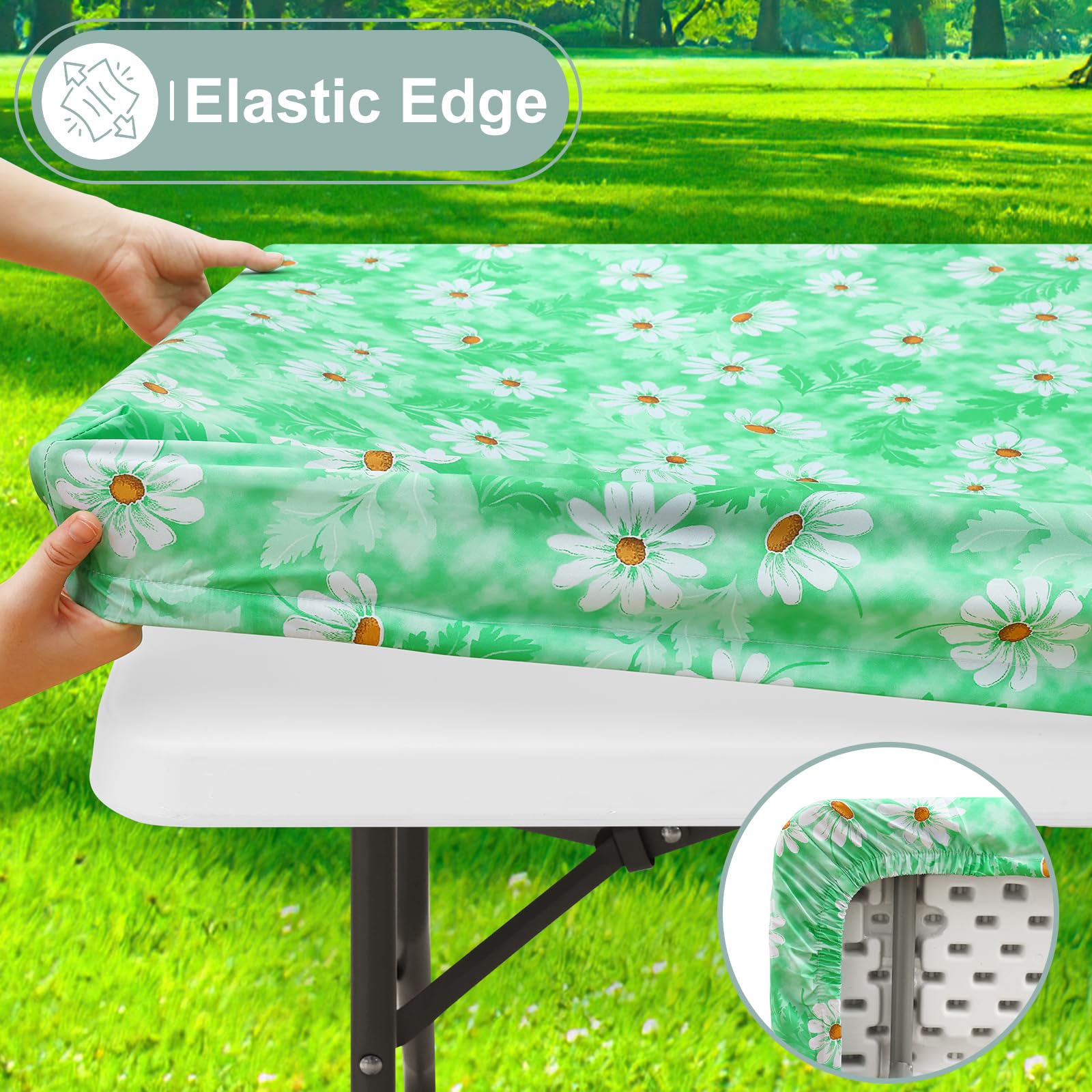 misaya picnic table cover laid out on a picnic table