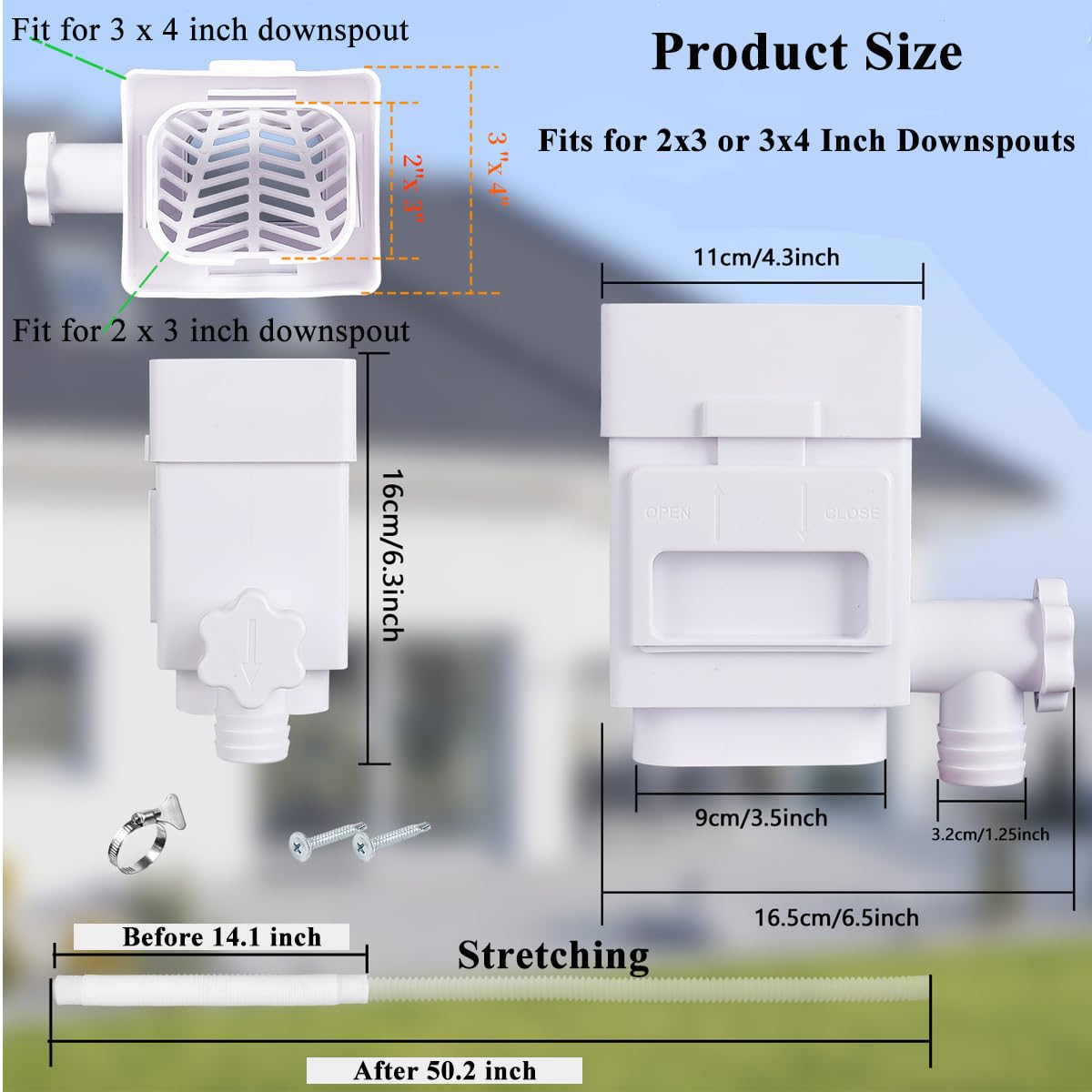 MISDENK Rain Barrel Diverter Kit showing filter net