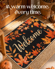Miss Adola Fall Door Mat on a front porch
