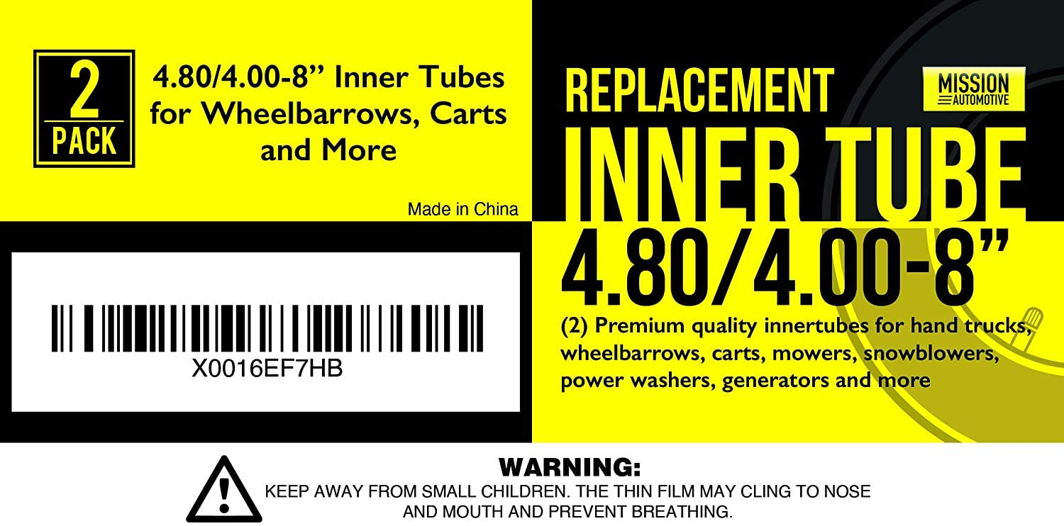 Mission Automotive tire inner tube installed in a wheelbarrow