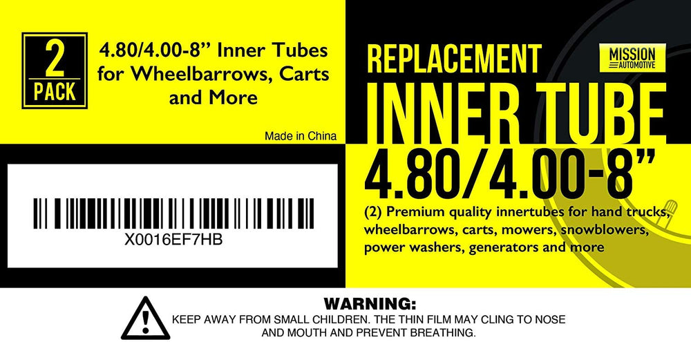 Mission Automotive tire inner tube installed in a wheelbarrow