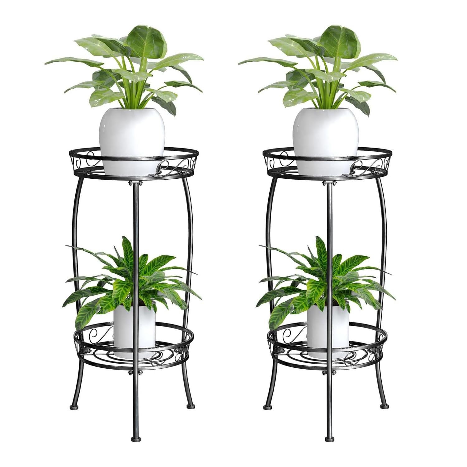 MissYolo 2 pack plant stand, 27 inch tall black metal design