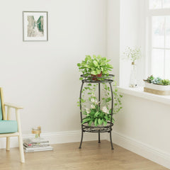 MissYolo black metal plant stand in office setting