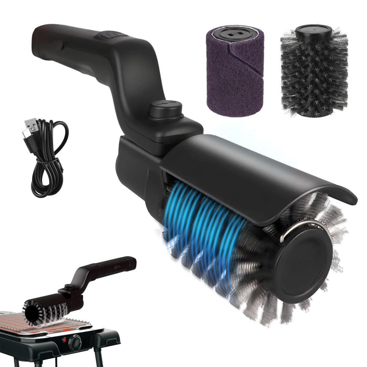 Mistcado Electric Grill Brush black model front view