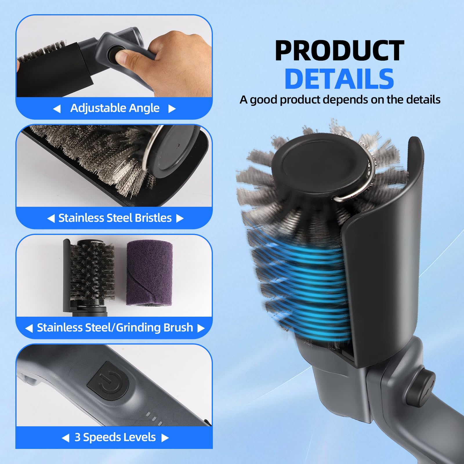 Mistcado Electric Grill Brush in use on a BBQ grill