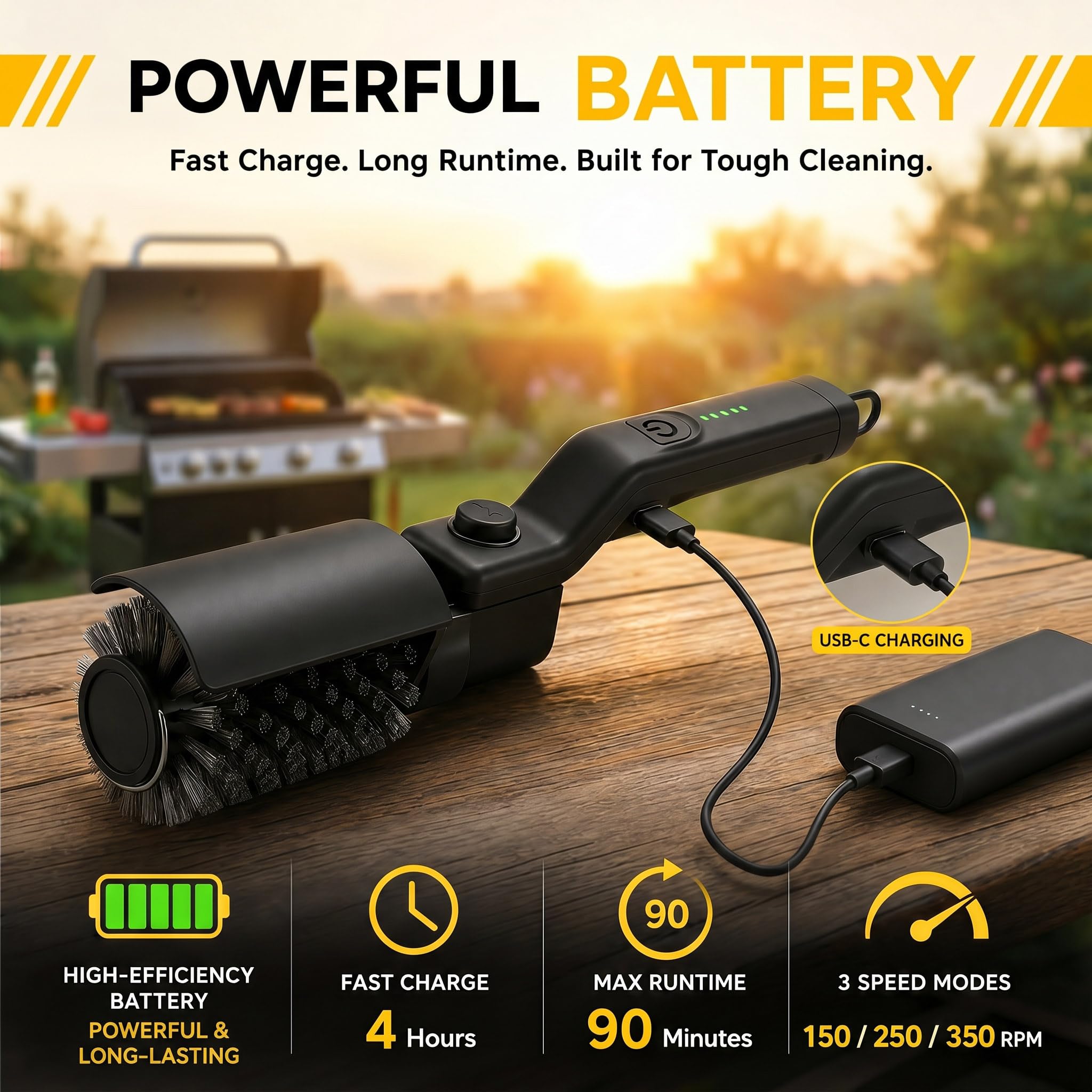Mistcado Electric Grill Brush with attachments