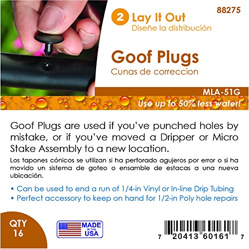 Mister Landscaper Goof Plugs in packaging with dimensions