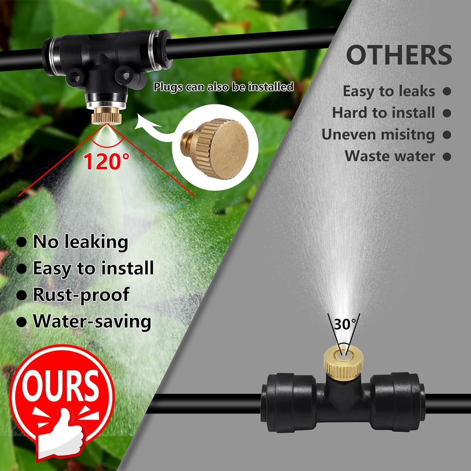 Misting nozzle setup for livestock cooling