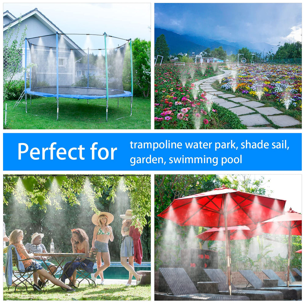 Misting system cooling outdoor space