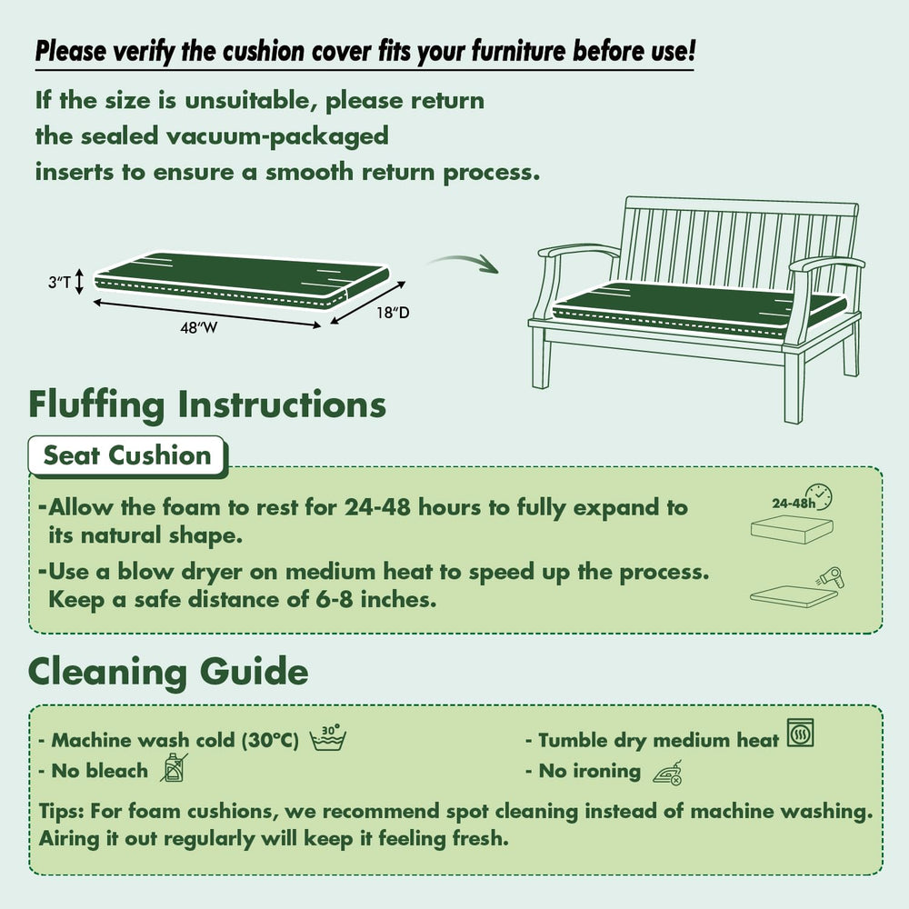 MIULEE Dark Grey Outdoor Bench Cushion packaged view