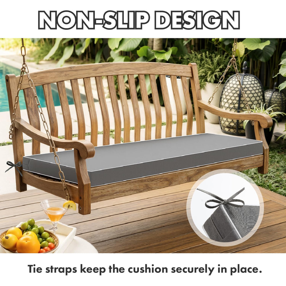 MIULEE Dark Grey Outdoor Bench Cushion with zipper detail
