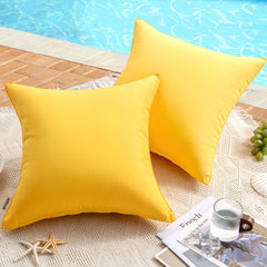 MIULEE Decorative Outdoor Waterproof Pillow Covers 16x16 yellow front view