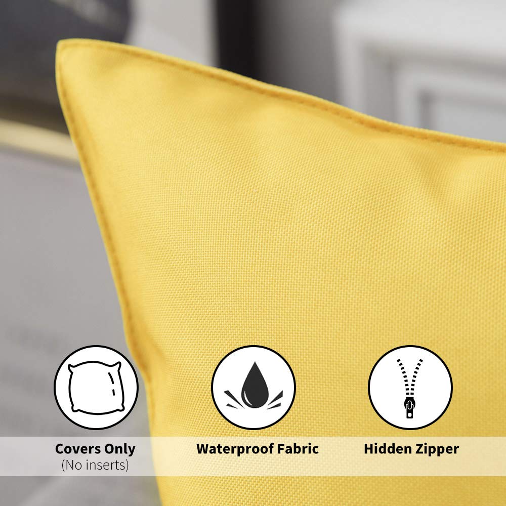 MIULEE Decorative Outdoor Waterproof Pillow Covers 16x16 yellow with hidden zipper