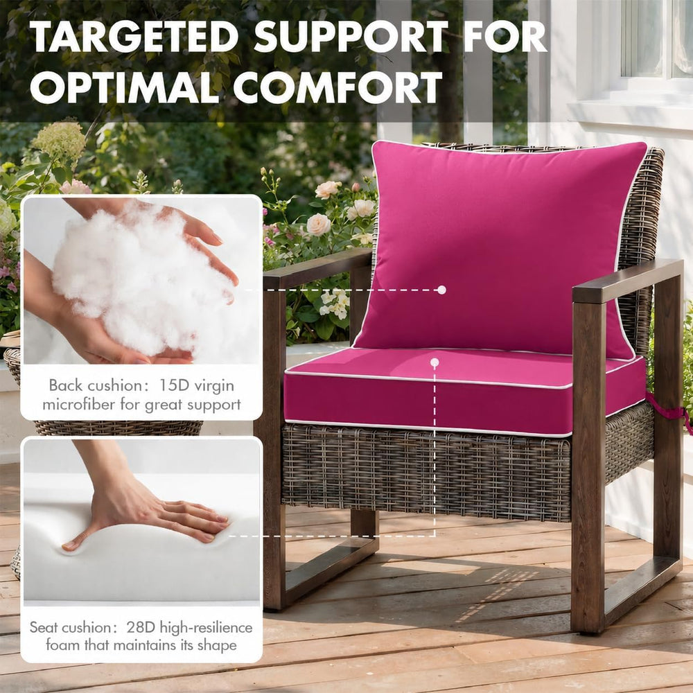 MIULEE Hot Pink Outdoor Seat Cushion with adjustable straps