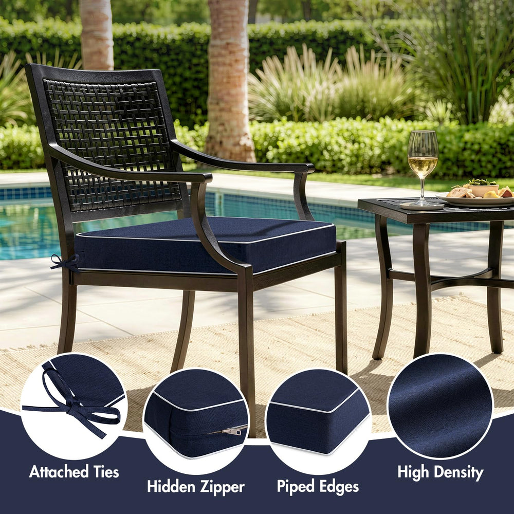MIULEE Navy Outdoor Cushions in an outdoor garden setting
