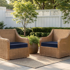MIULEE Navy Outdoor Cushions side view on patio chair