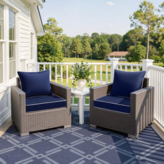 MIULEE Navy Outdoor Seat Cushion back view