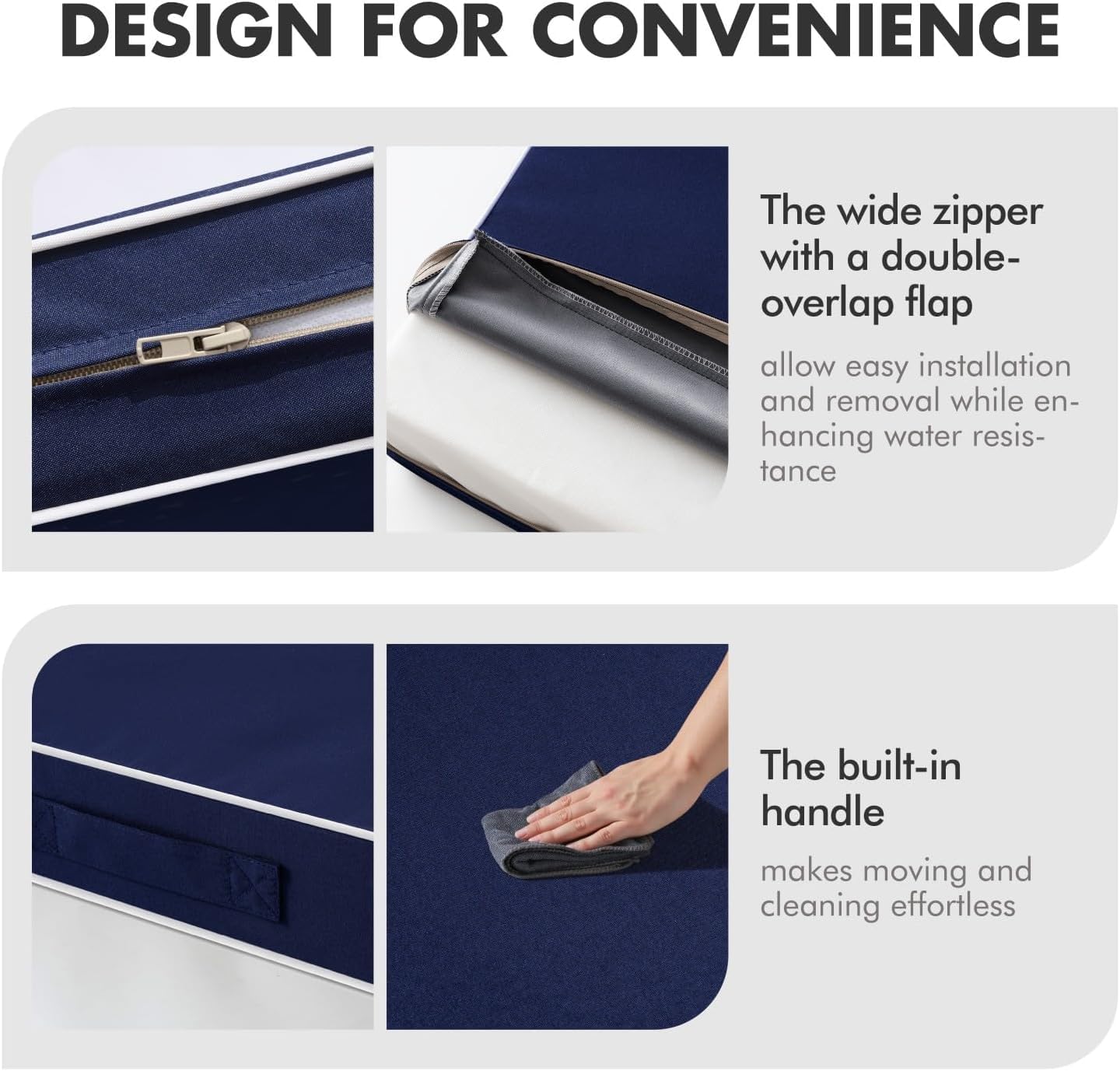 MIULEE Navy Outdoor Seat Cushion with built-in handle