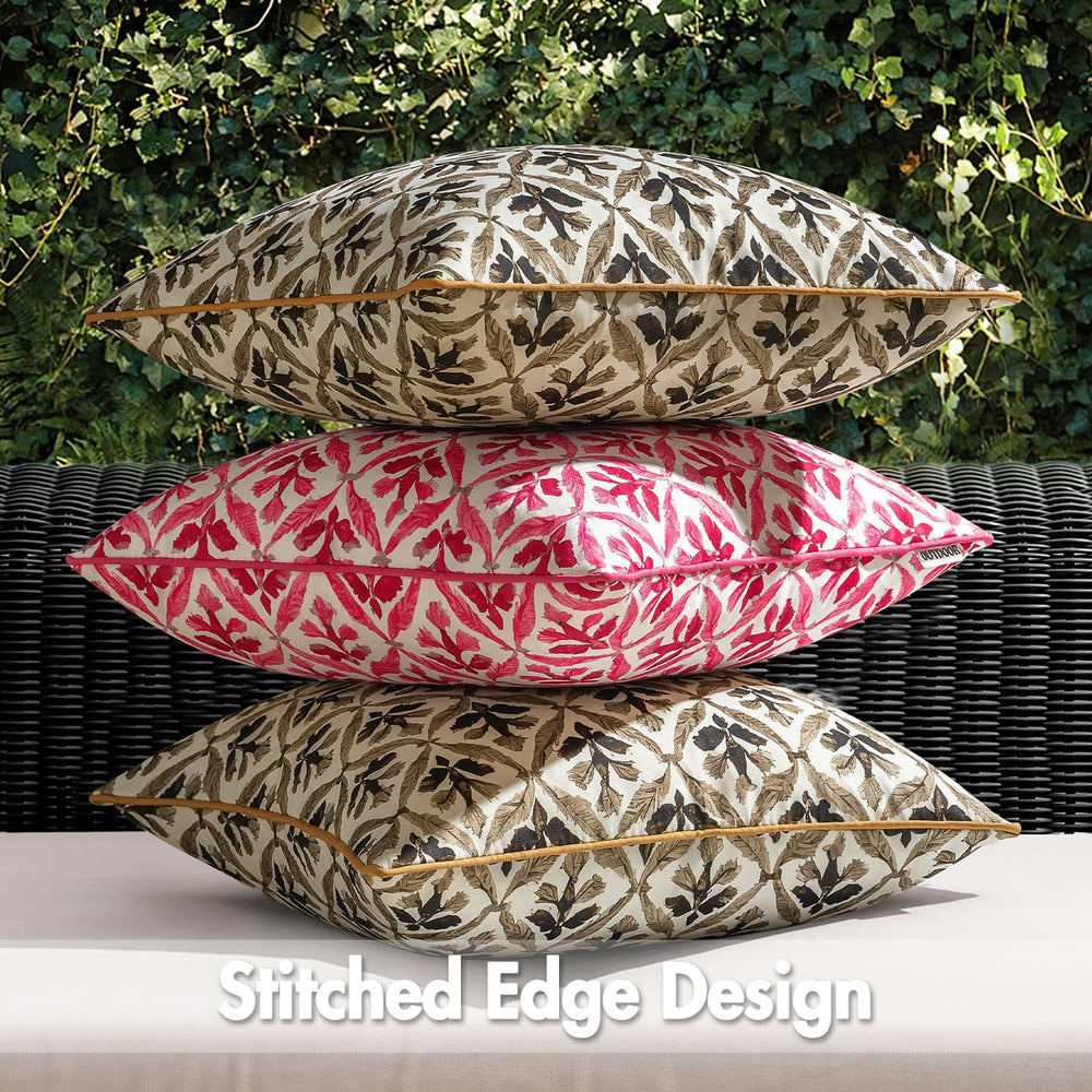 MIULEE Outdoor Floral Pillow Cover close-up of stitching