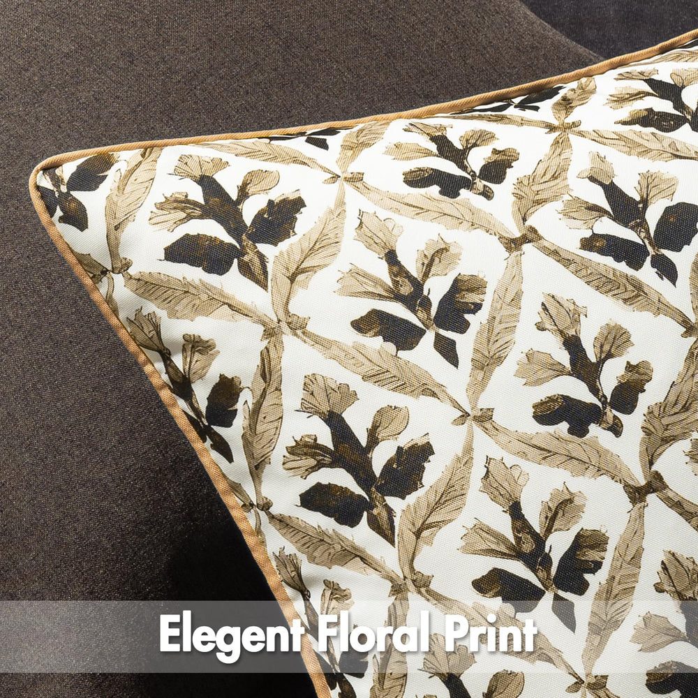 MIULEE Outdoor Floral Pillow Cover displayed on patio furniture