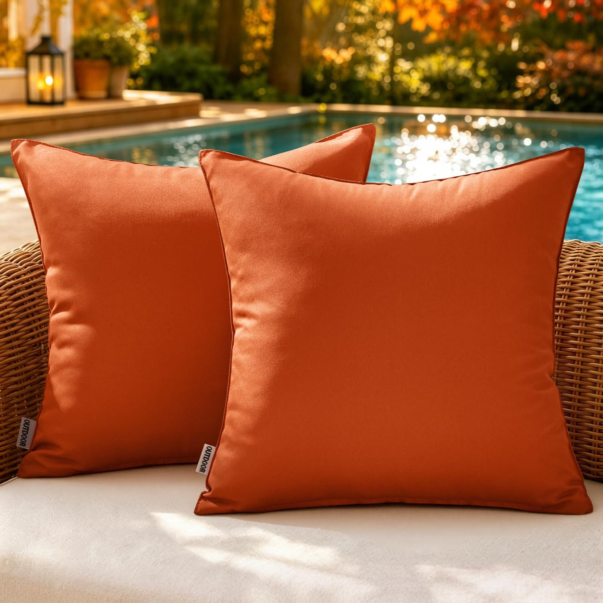 MIULEE Outdoor Waterproof Pillow Cover 16x16 Burnt Brick front view