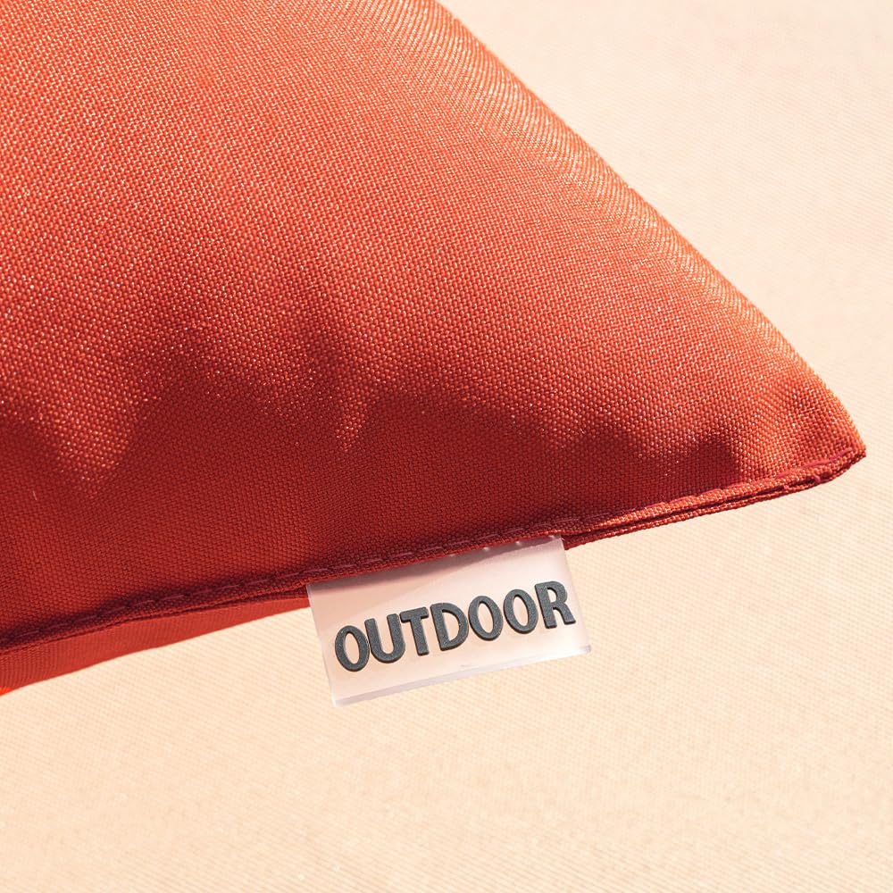 MIULEE Outdoor Waterproof Pillow Cover 16x16 Burnt Brick hidden zipper detail