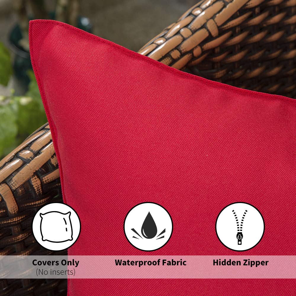 MIULEE Red Pillow Cover with Hidden Zipper Detail
