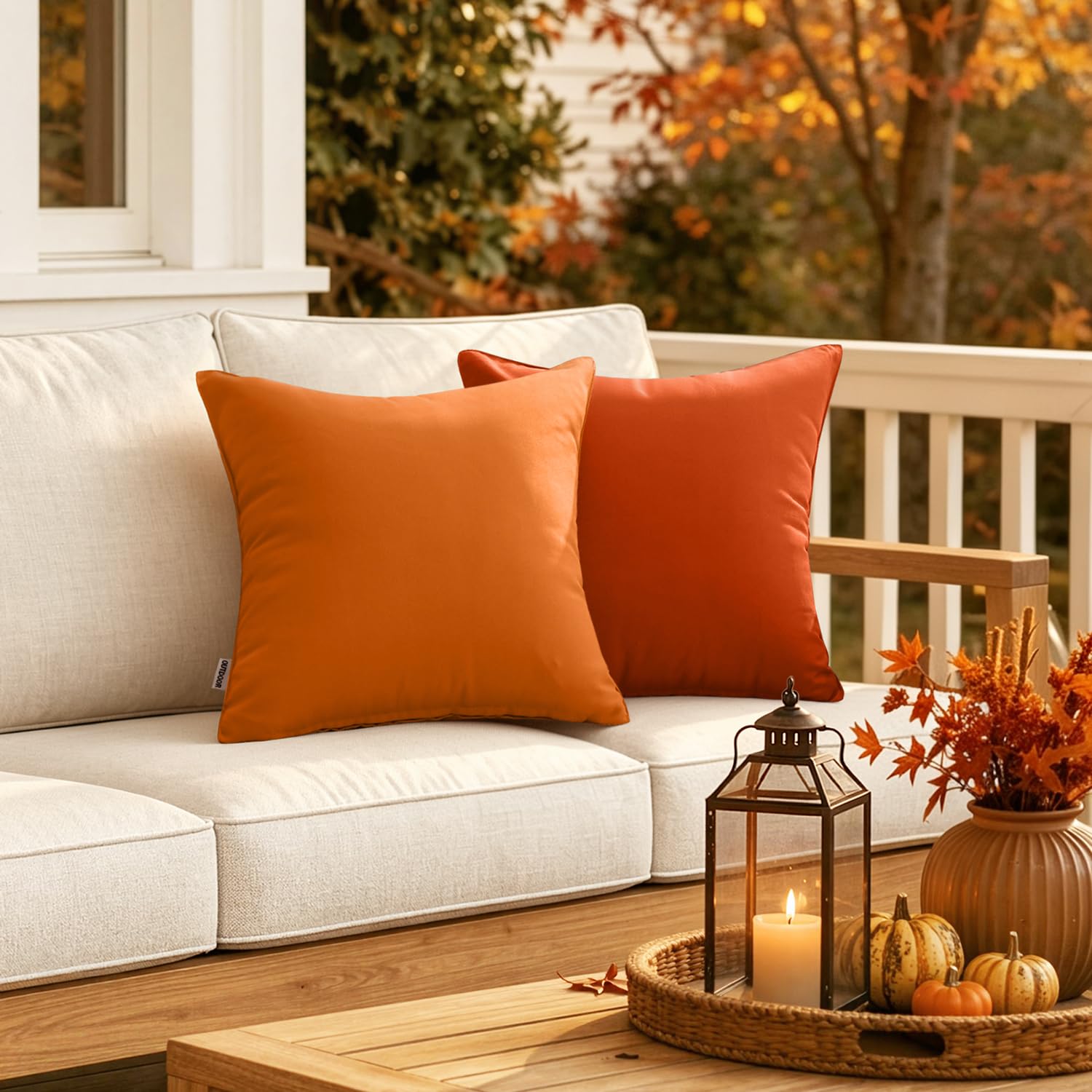 MIULEE waterproof pillow covers displayed in a garden setting