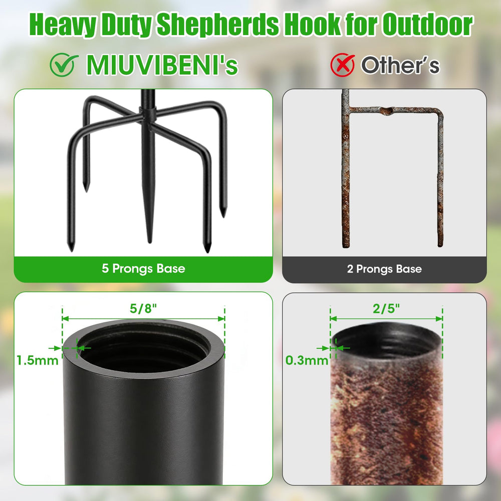 MIUVIBENI 95 Inch Double Shepherds Hook assembled in garden
