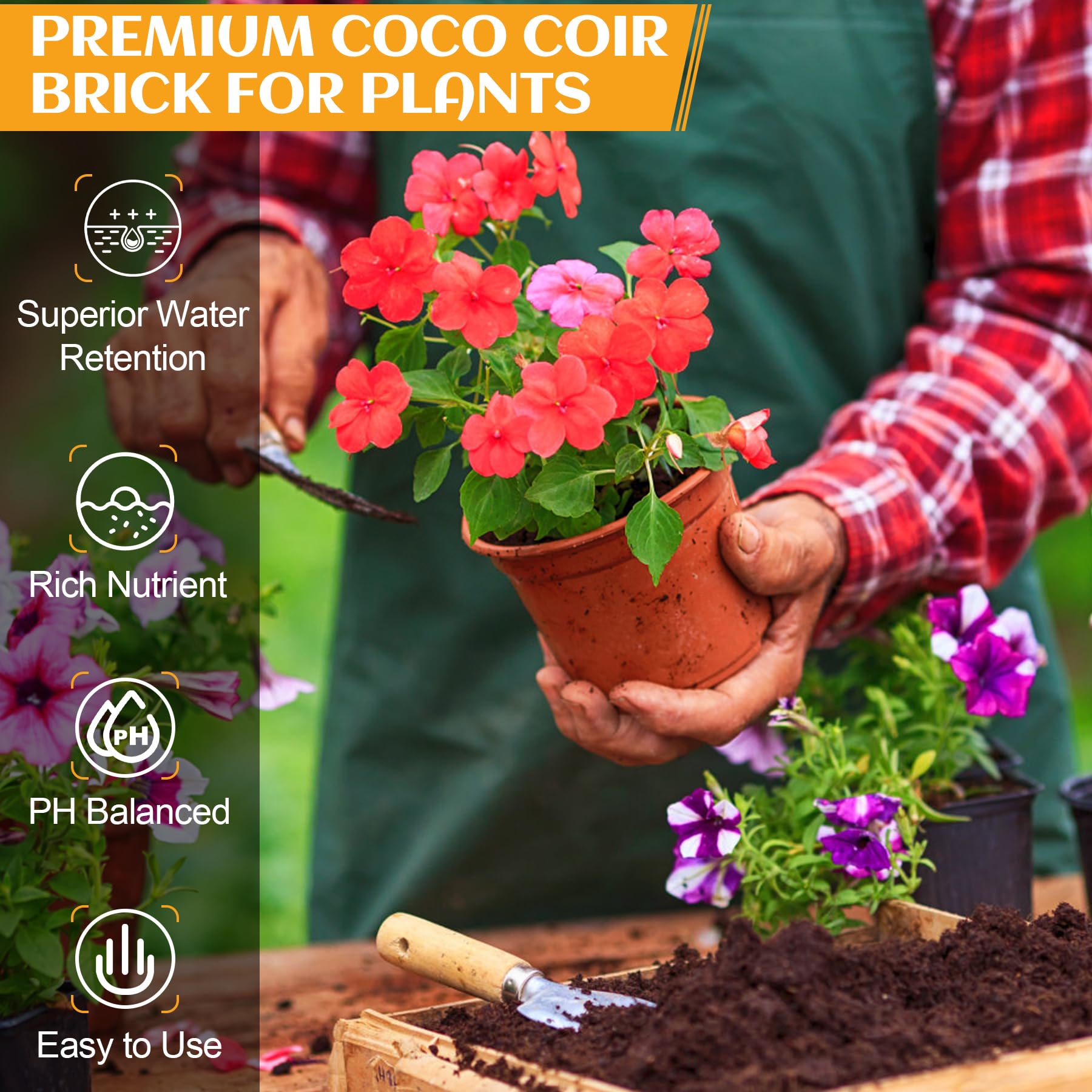 Miuwauer coco coir bricks stacked for gardening