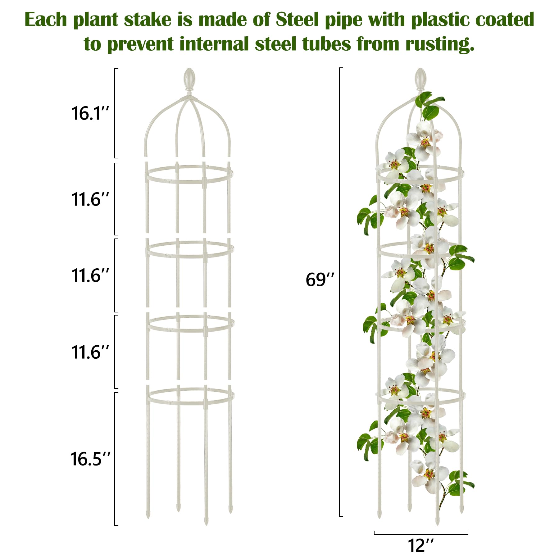Miuwauer Garden Obelisk Trellis 6 Ft side view