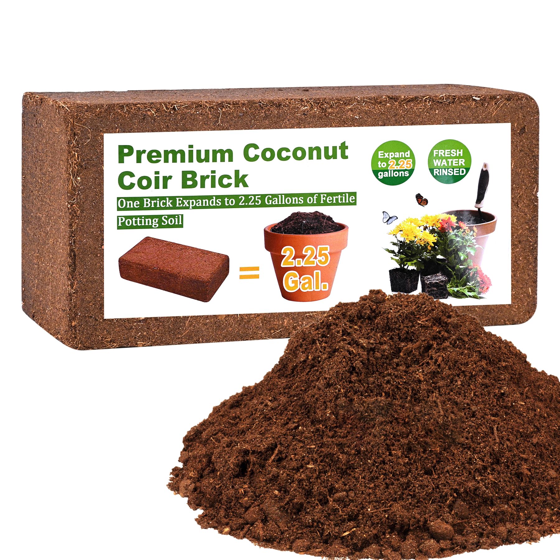 Miuwauer Organic Coco Coir Brick front view, compact size