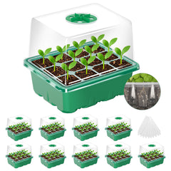MIXC 10 Pack Seed Starter Tray with dome front view