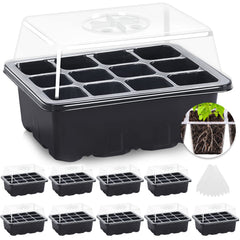 MIXC 10 Pack Seed Starter Tray with humidity dome and black base