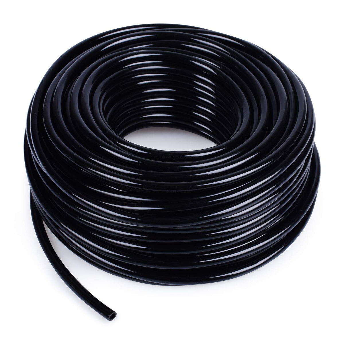 MIXC 100FT 1/4" drip irrigation tubing black PVC hose front view