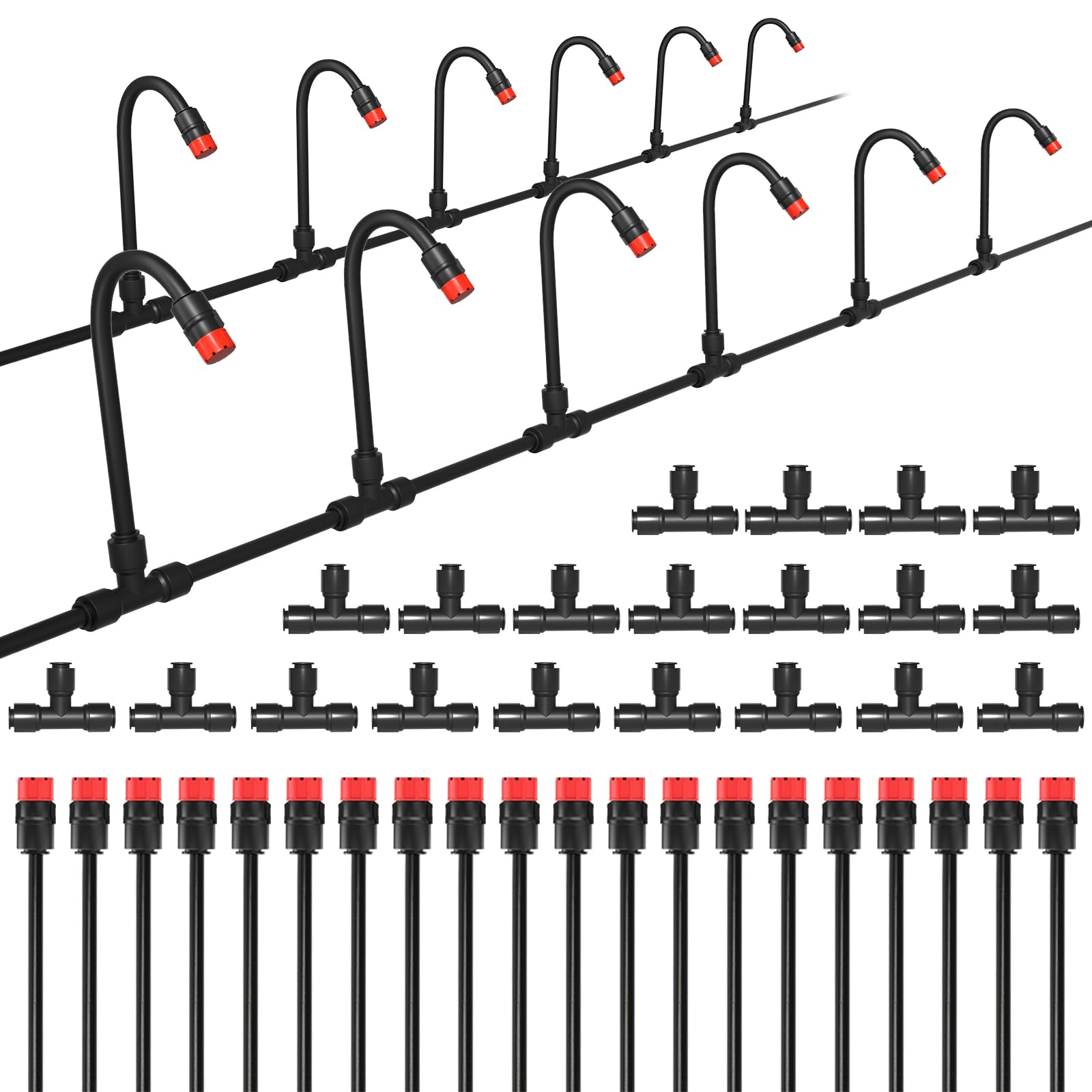 MIXC 20pcs 360° Adjustable Drip Irrigation Stream Emitters, red