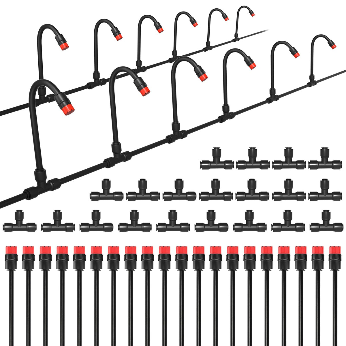 MIXC 20pcs 360° Adjustable Drip Irrigation Stream Emitters, red
