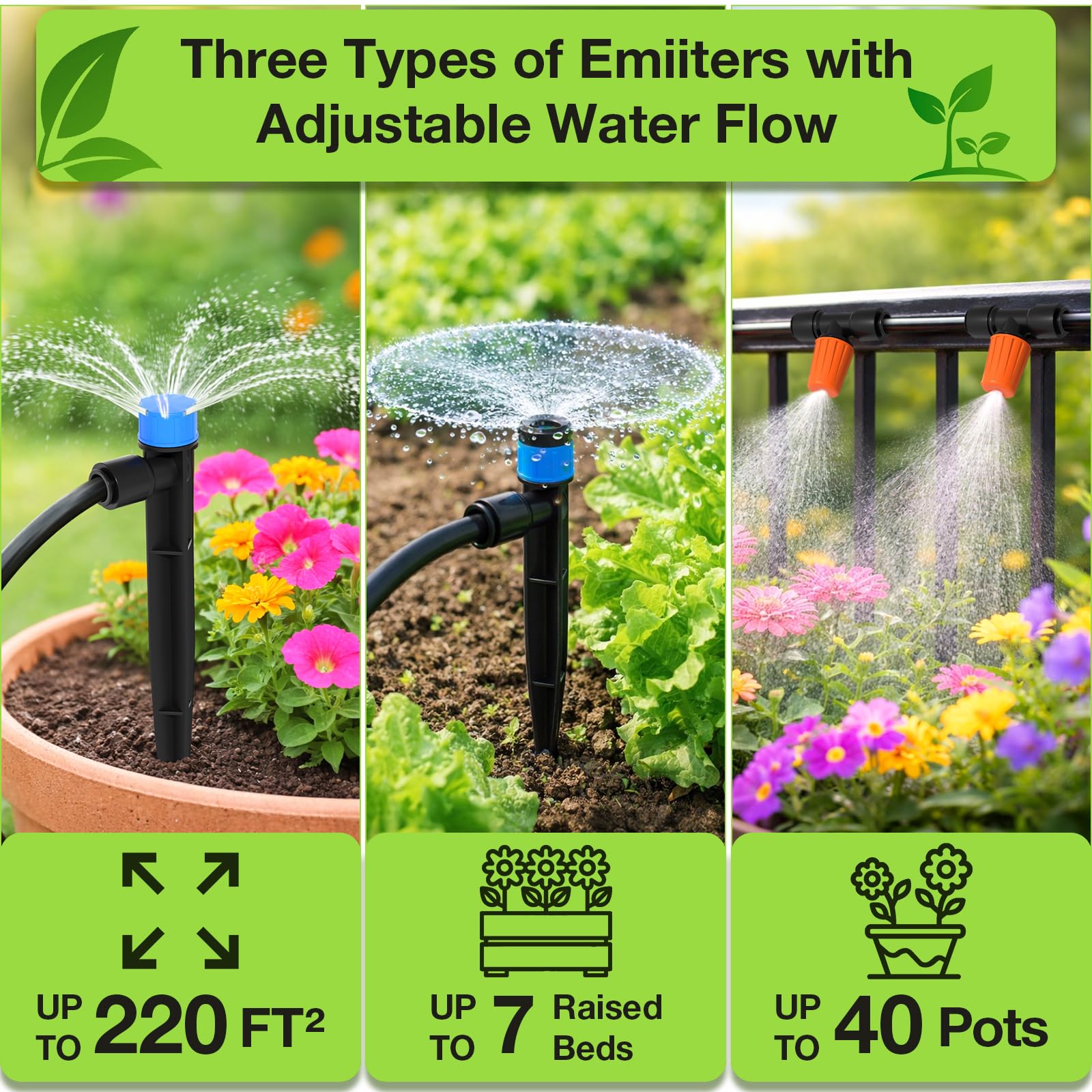 MIXC 250FT main tubing and accessories for drip irrigation