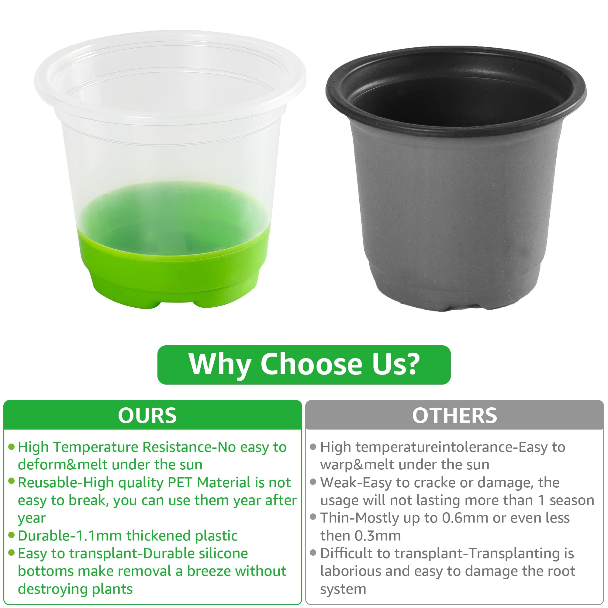 MIXC Clear Nursery Pots in outdoor garden setting