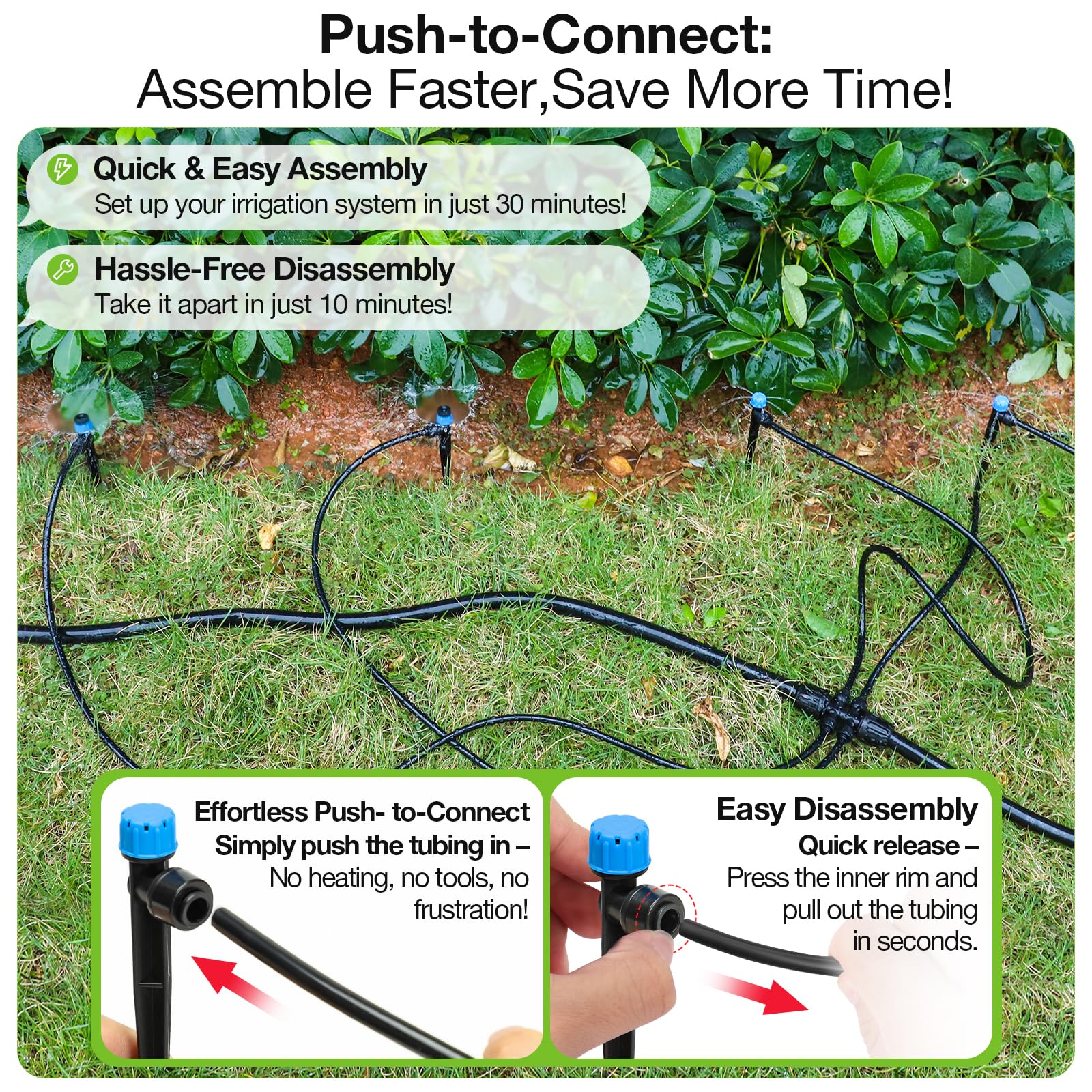 MIXC drip irrigation emitter installed on tubing