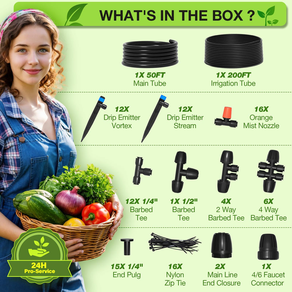 MIXC drip irrigation kit packaging and instructions