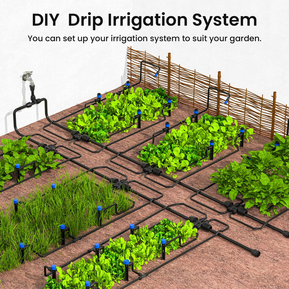 MIXC drip irrigation system installation example in a garden