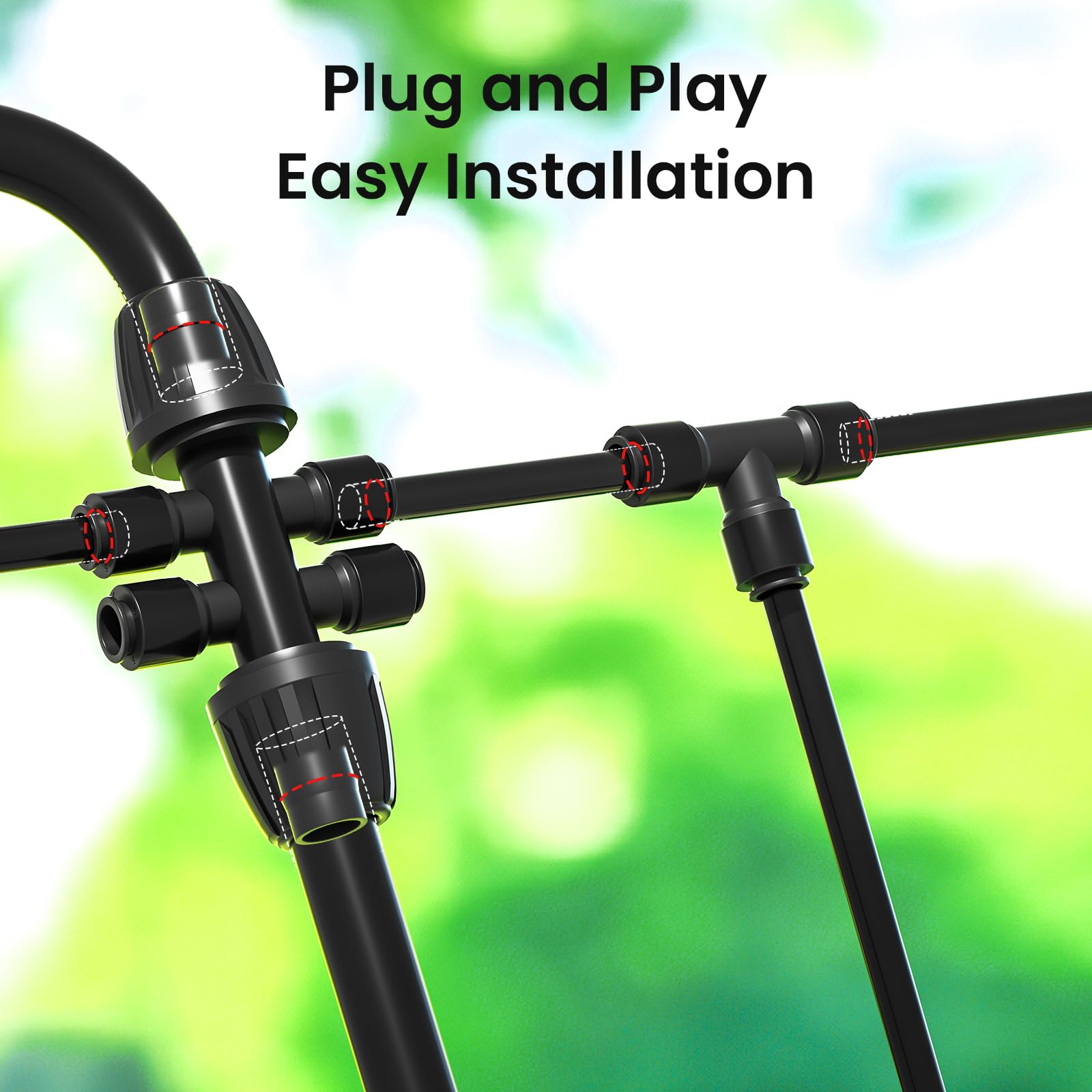 MIXC Drip Irrigation System setup in a garden