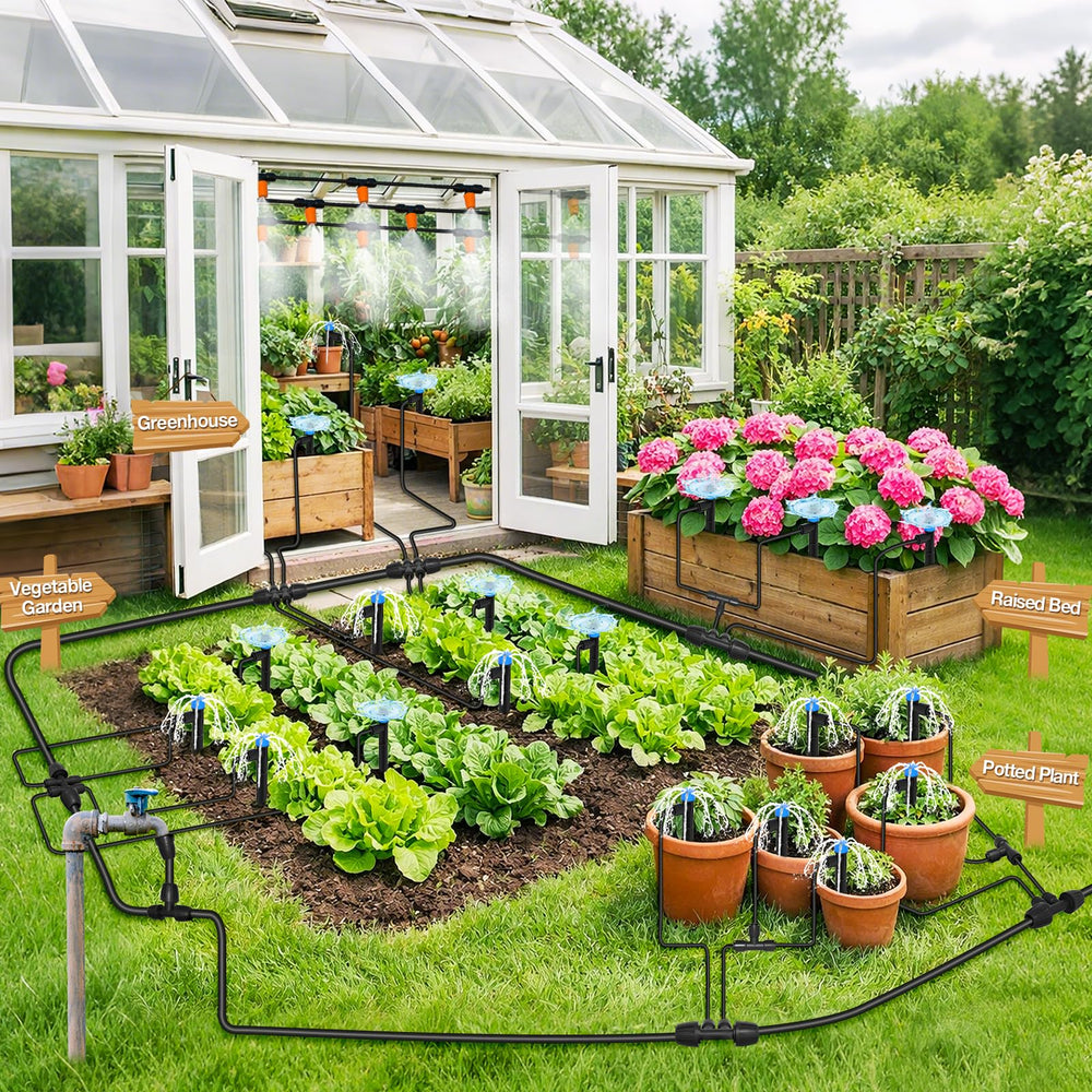MIXC drip irrigation system showing flexible layout design