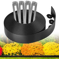 MIXC Garden Edging Border 33FT black rubber roll front view