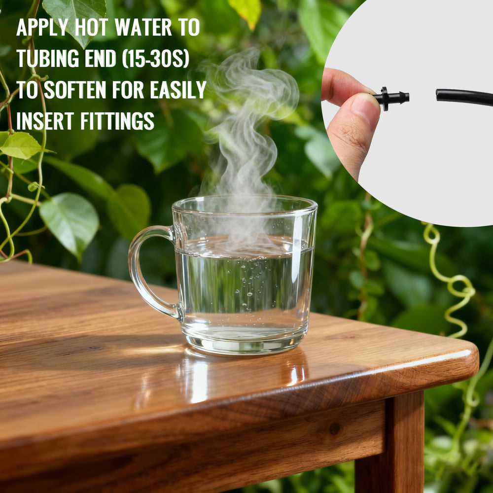 MIXC irrigation tubing in a gardening setup