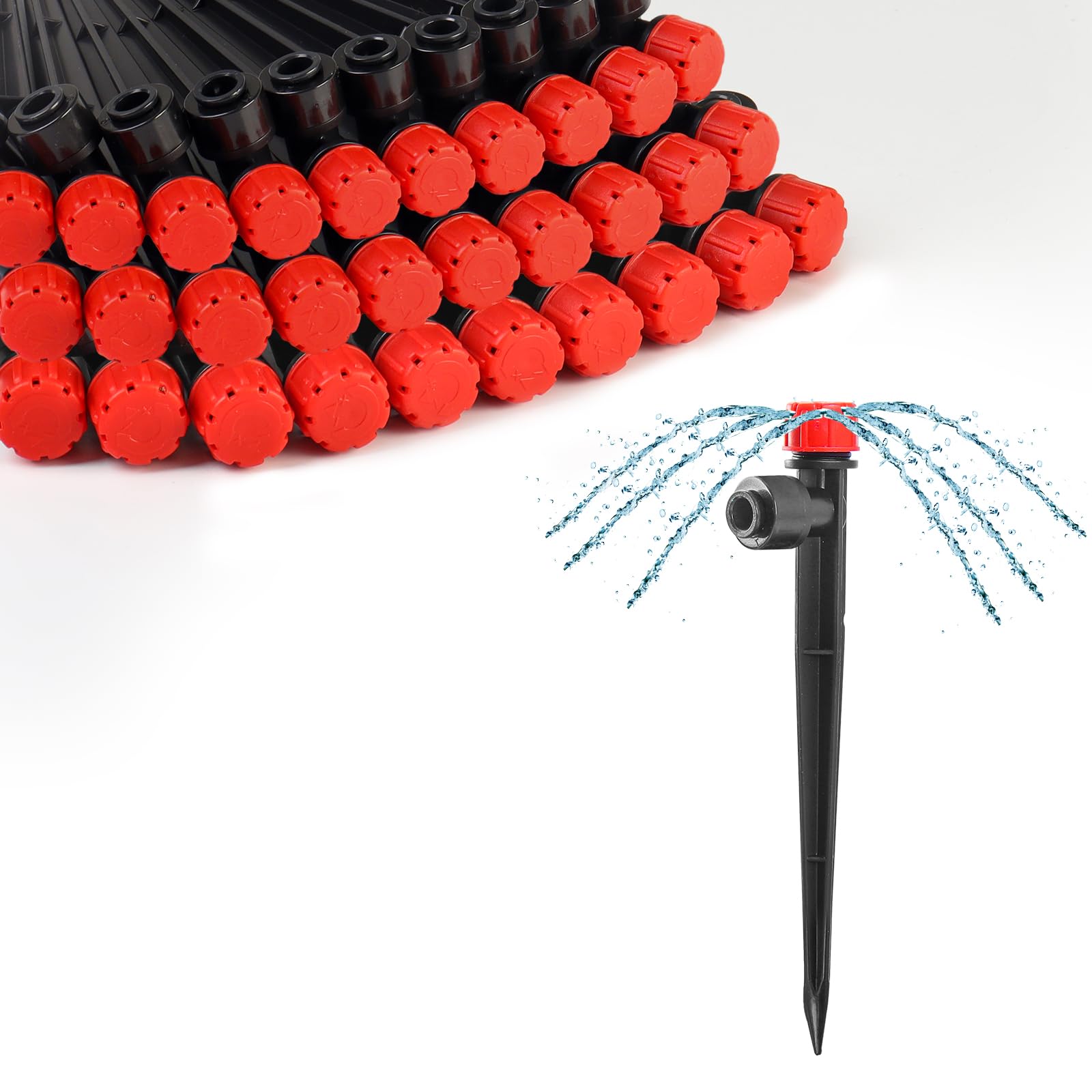 MIXC Quick-Connect Drip Irrigation Emitter red model with 5.2-inch stake