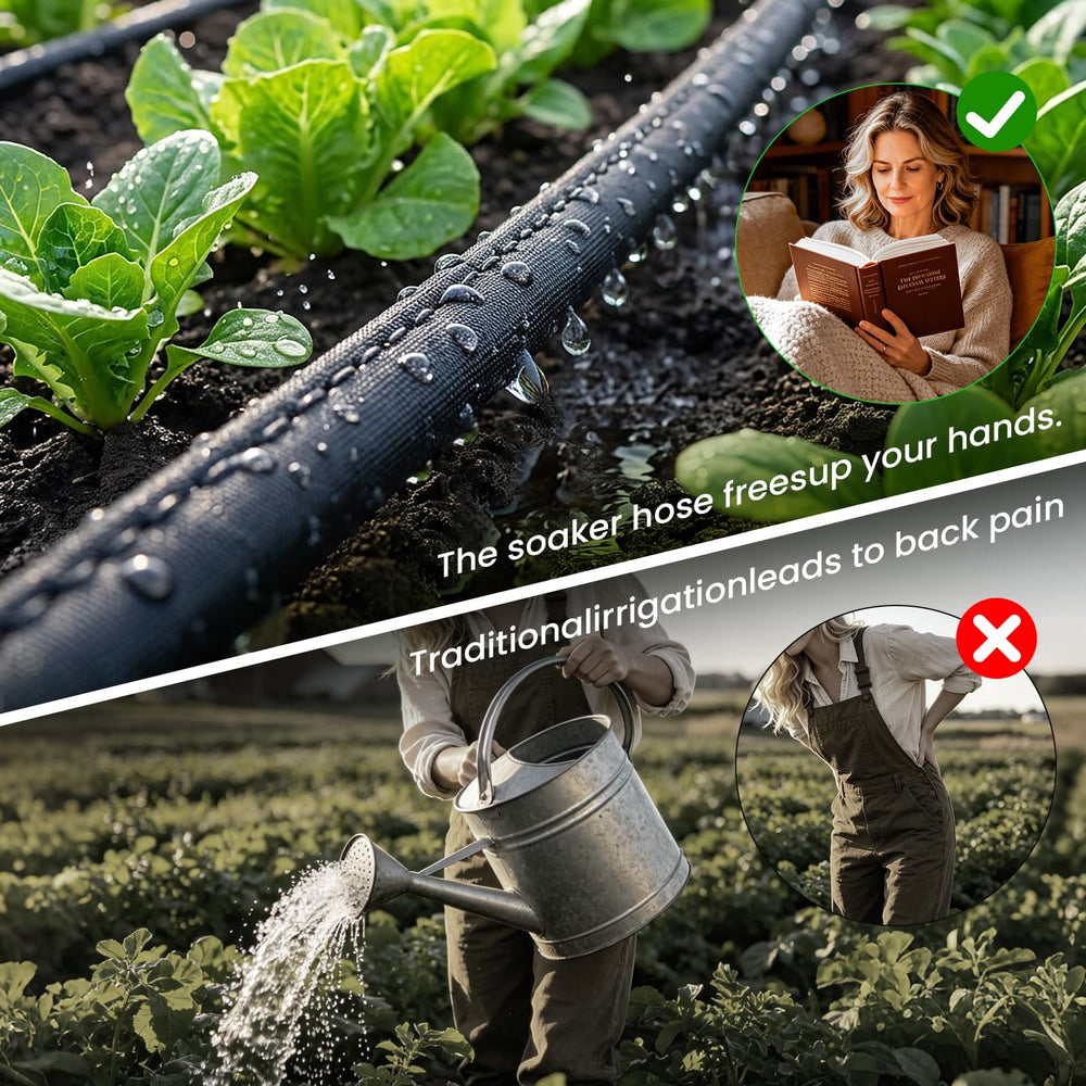 MIXC soaker hose in use watering plants