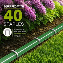 MIXC Sprinkler Hose set up in a vegetable garden