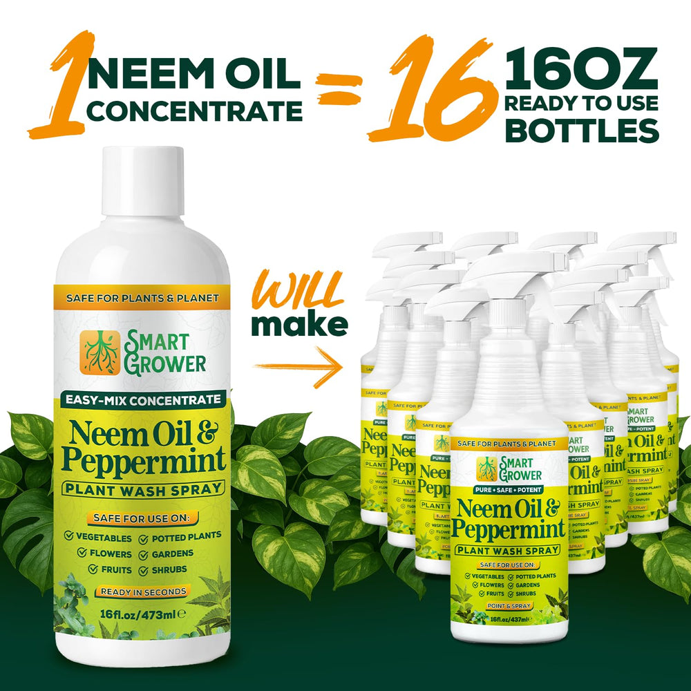 Mixing Smart Grower Neem Oil Spray with water in a spray bottle